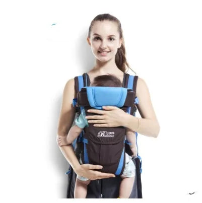 Double Shoulder Baby Carrier with Hip Seat – 4-in-1 Ergonomic Carrier for Newborn to Toddler - Blue