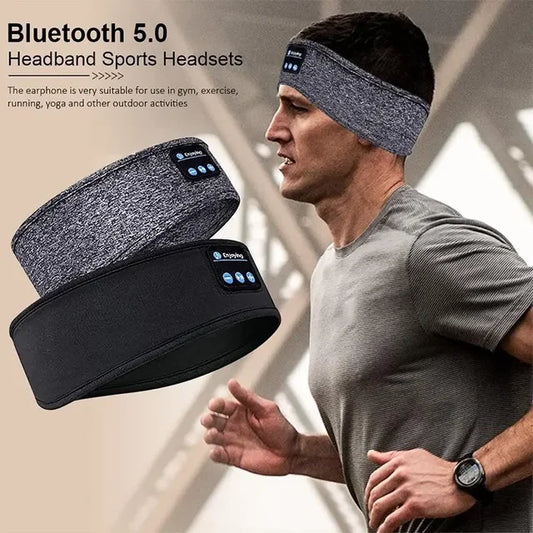 Bluetooth 5.0 Sports Headband - Wireless Earphones & Eye Mask - Gray