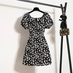 Floral Chiffon Mini Dress for Women – Summer Casual Puff Sleeve Dress