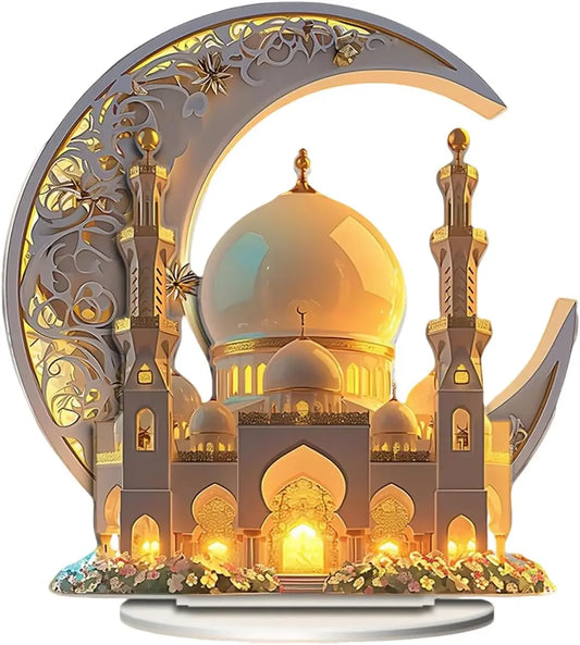 2D Acrylic Crescent Castle Table Sign | Decorative Ornament for Home