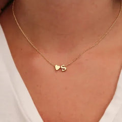 18k Gold/Silver Plated Personalized Initial Necklace – Dainty Heart With Initial Letter Pendant for Women