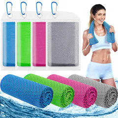 4 Pack Cooling Towels (40"x12"), Soft Breathable Microfiber Ice Towel for Neck Face Gym Towel for Working Out Yoga Sport Running