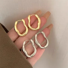 Metallic Ear Loops For Women | Irregular Geometric Ear Buckle HooP Earring Jewelry