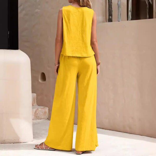 Stylish Sleeveless Top & Cotton Pants Set – Multiple Colors & Sizes - Image 2