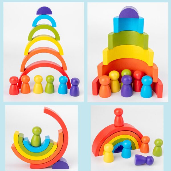 Montessori Wooden Rainbow Stacking Blocks