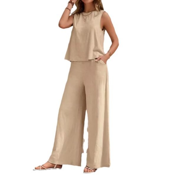 Stylish Sleeveless Top & Cotton Pants Set – Multiple Colors & Sizes - Image 6